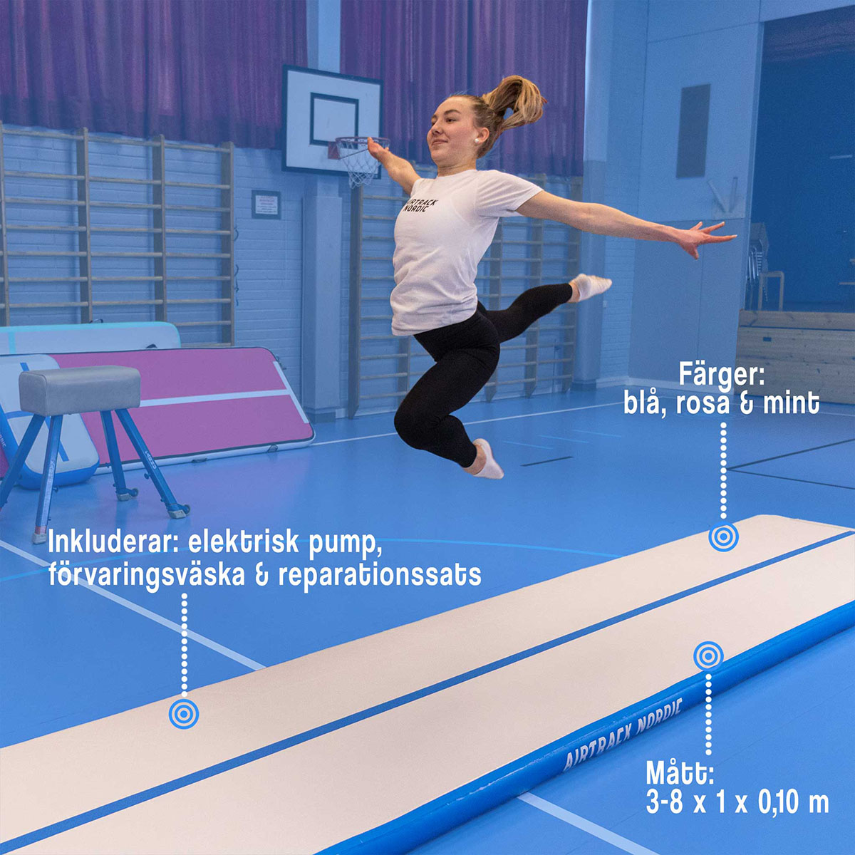 Airtrack Nordic Standard luftvoltbana Blå 700 cm Blå, L: 700 cm