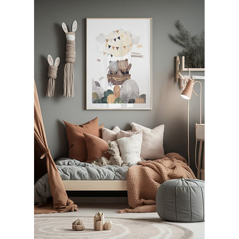 Poster Gallerix Bear Friends In Hot Air Balloon