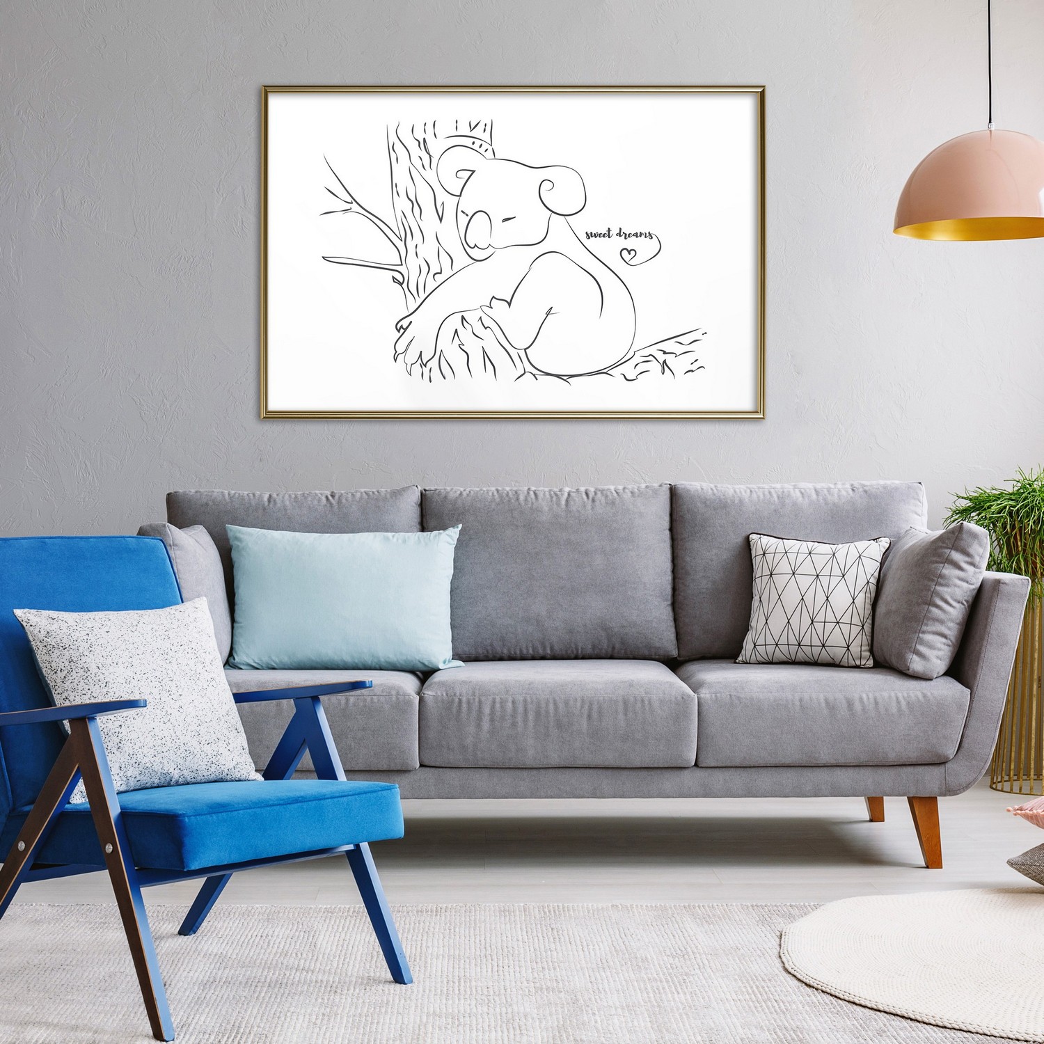 Affisch - Sleepy Koala [Poster] 90x60 Guld ram, 90x60 cm