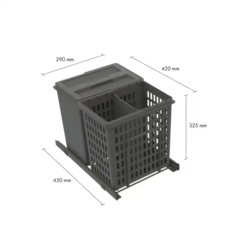 Källsorteringskärhållare Beslag Design Select Basic Eco Mörkgrå
