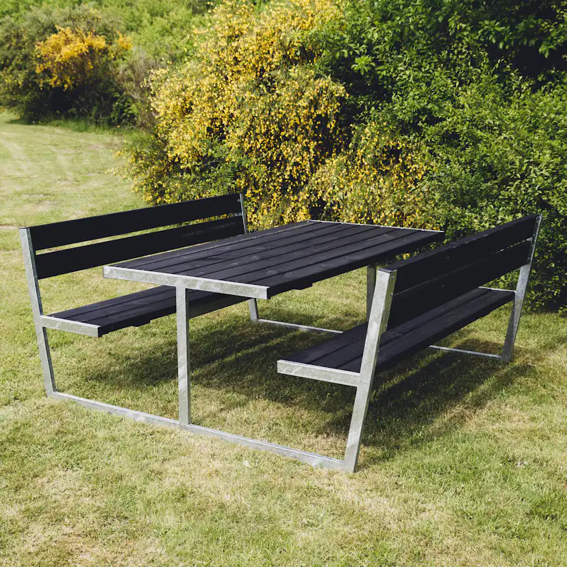 Bänkbord Hortus Thor Picknickbord i Trä & Stål med Ryggstöd