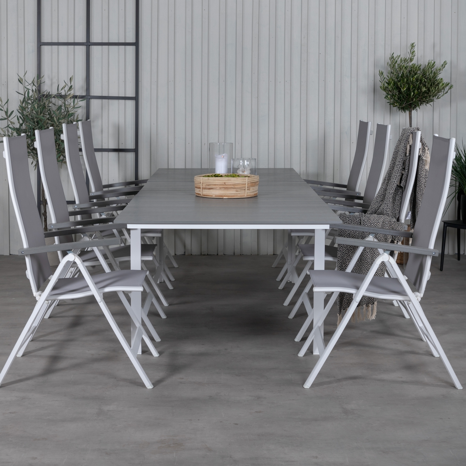 Matgrupp Venture Home Lova 224 Vit med 8 Aleyna Positionsstolar