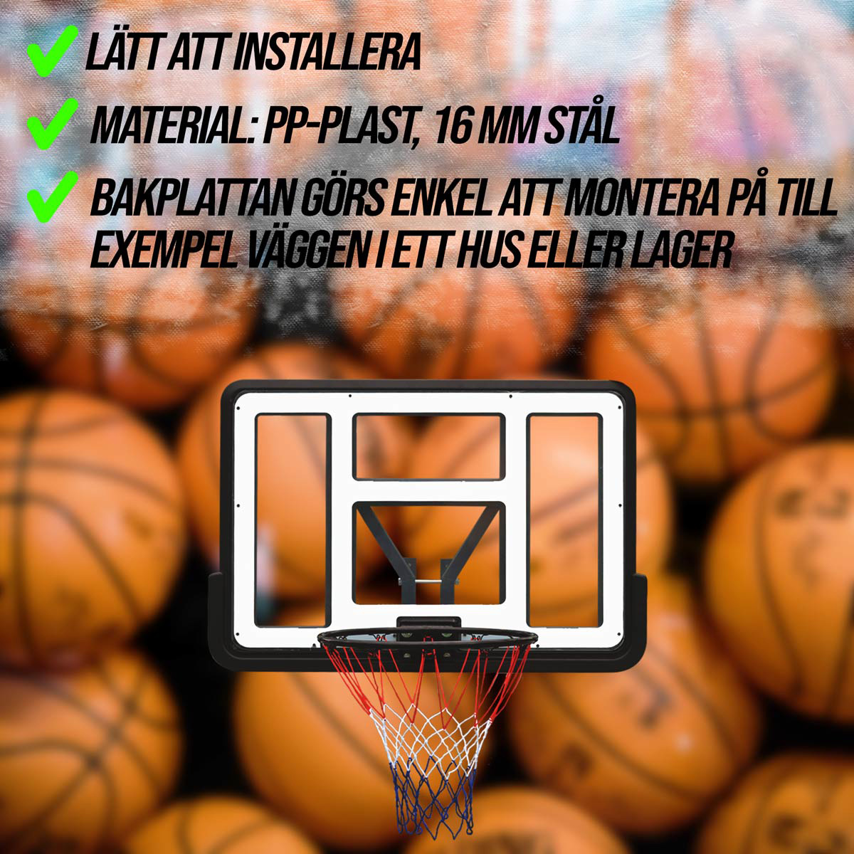 Basketkorg ProSport Vägghängd med Bakplatta
