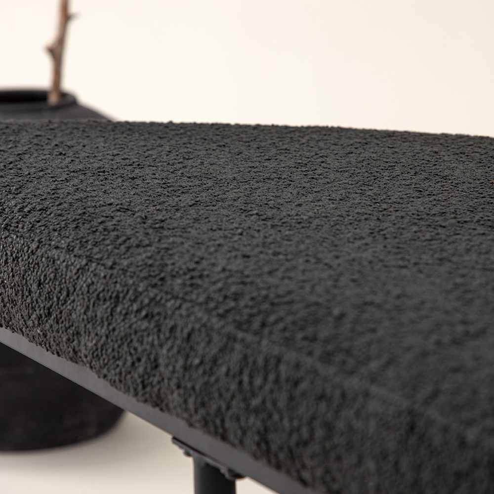 Sittbänk Vind Stallhagen x Josefin Lustig Svart Bänk med Ryggstöd Boucle/Stål 165 cm