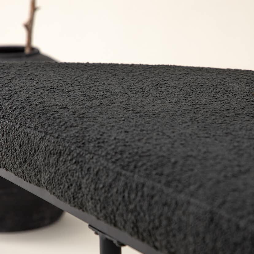 Sittbänk Vind Stallhagen x Josefin Lustig Svart Bänk med Ryggstöd Boucle/Stål 165 cm