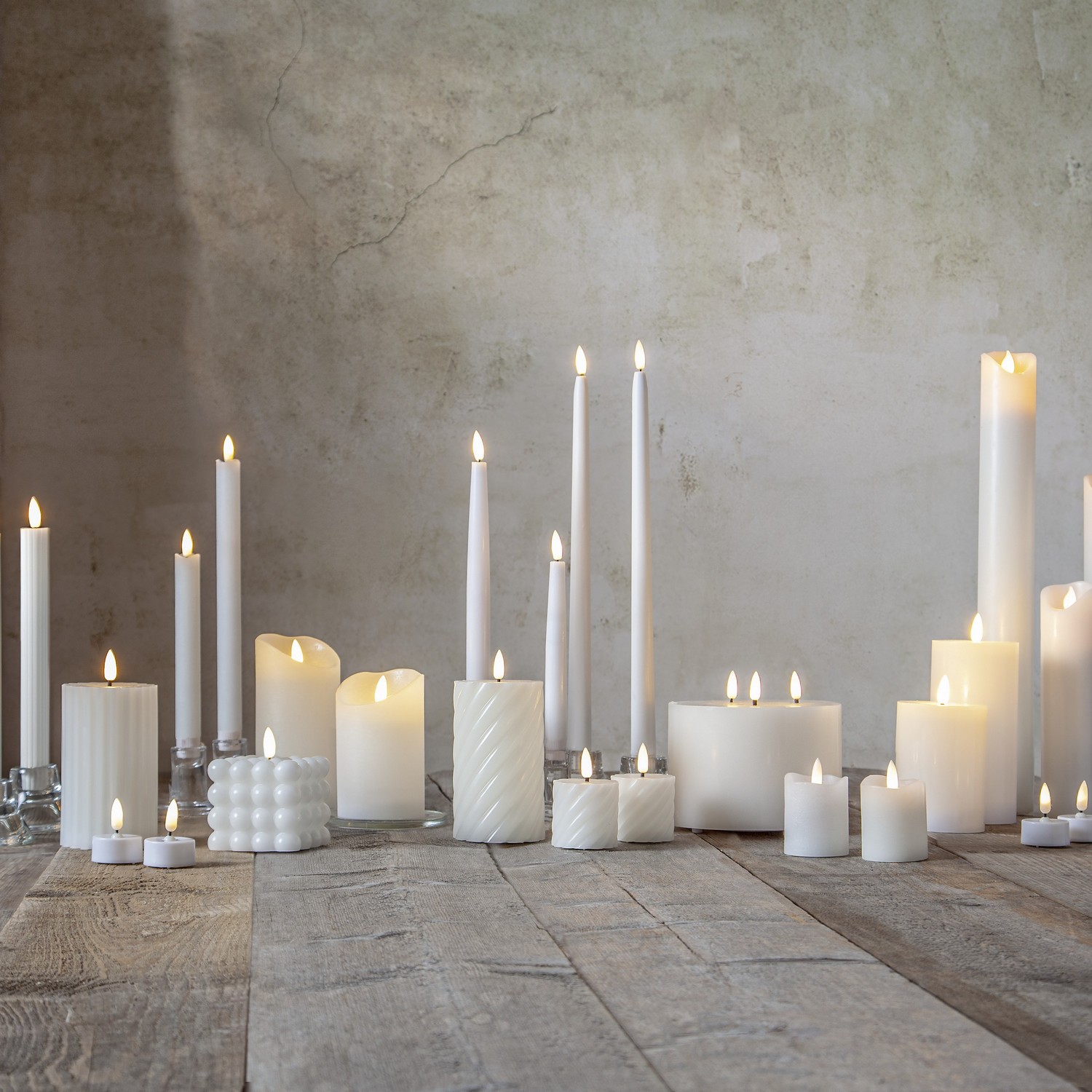 LEDBlockljus Flamme Stripe Vit