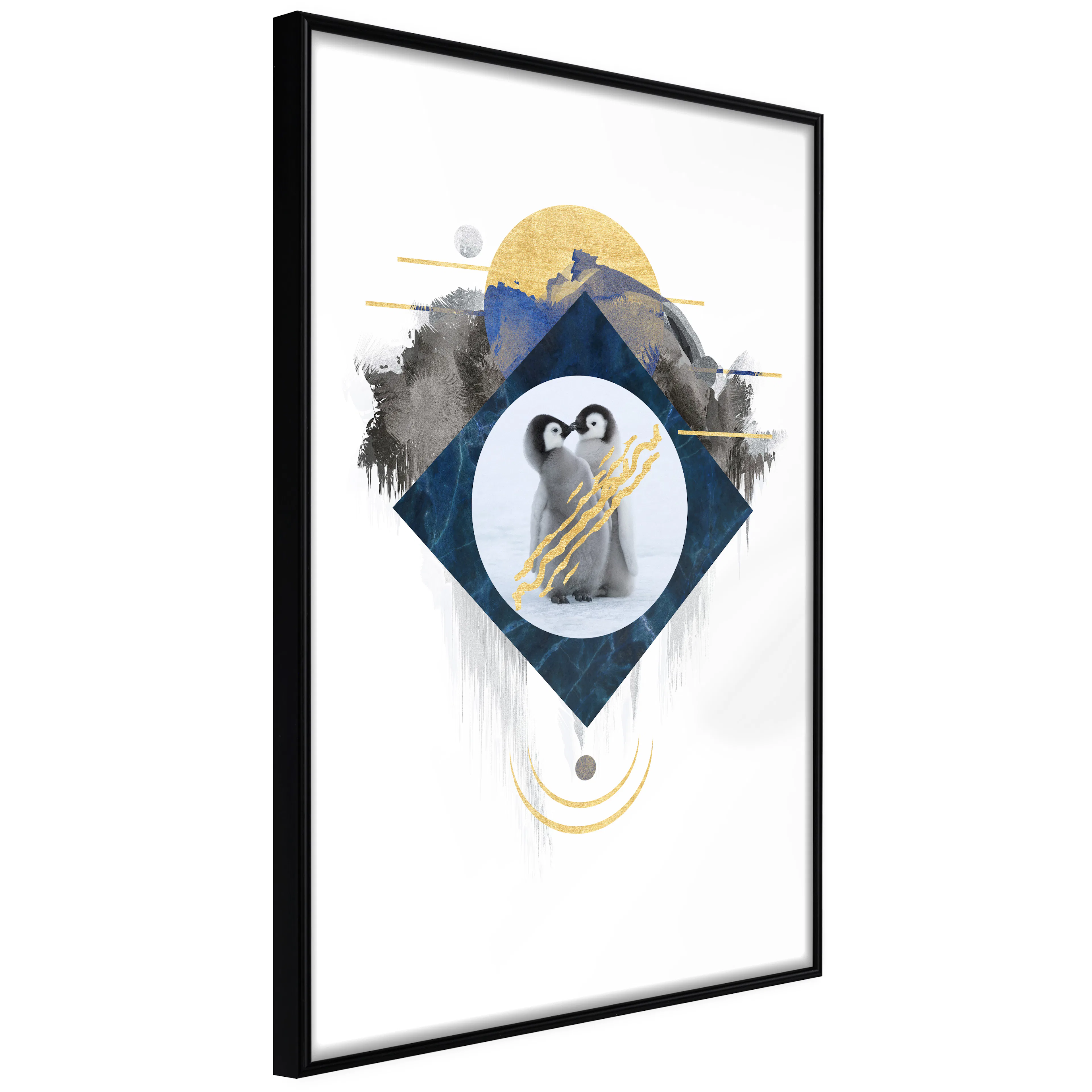 Affisch - Penguin Couple [Poster] 40x60 Svart ram, 40x60 cm
