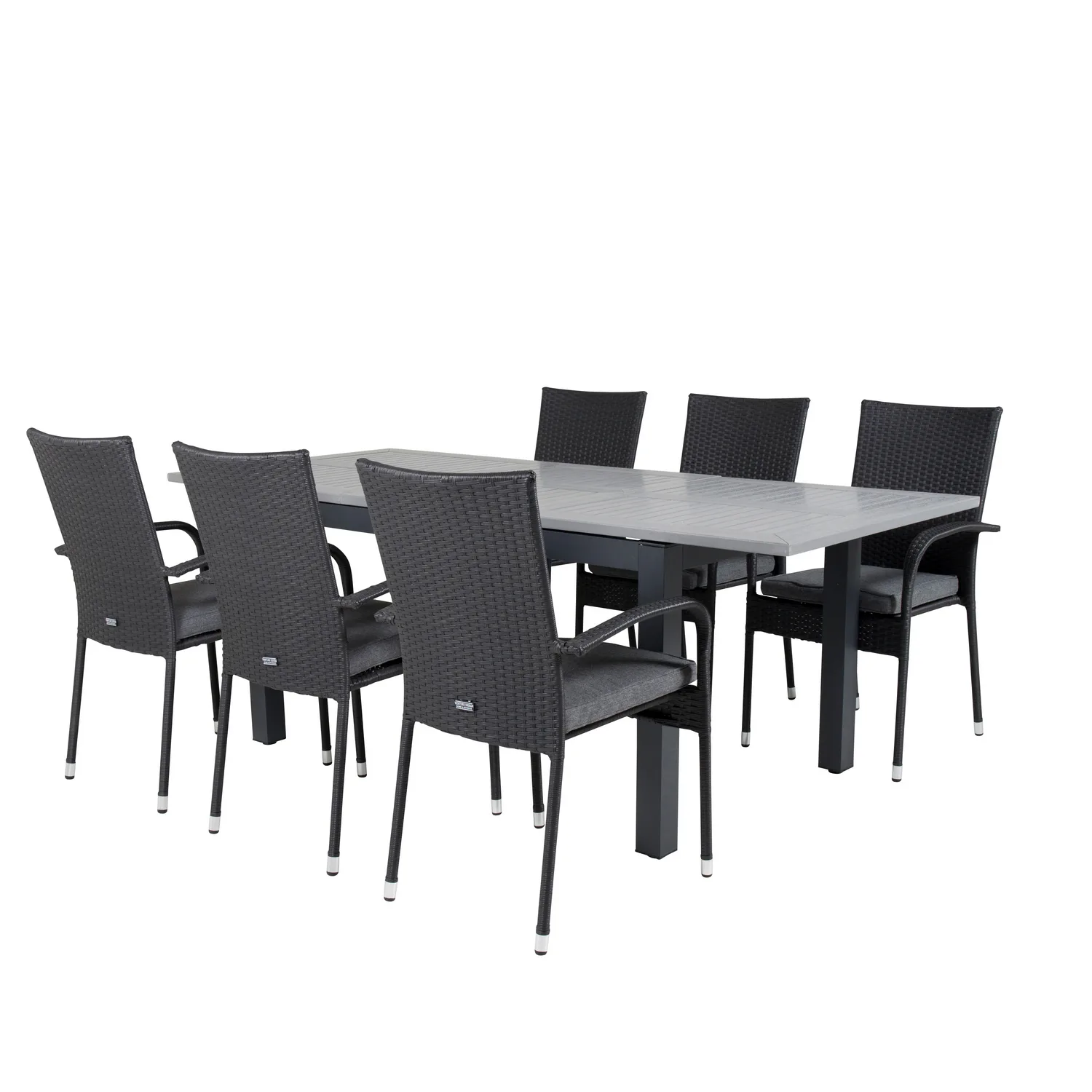 Matgrupp Venture Home Aleyna 160/240 med 6 Asta Stolar Svart/Grå