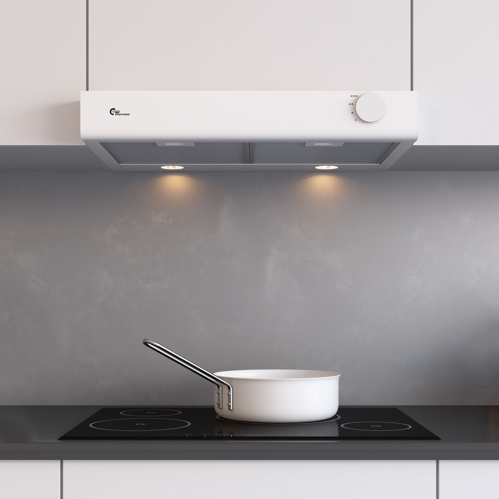 Underbyggd Köksfläkt Thermex Manchester Smart Standard Frånluft/Kolfilterfläkt Vit