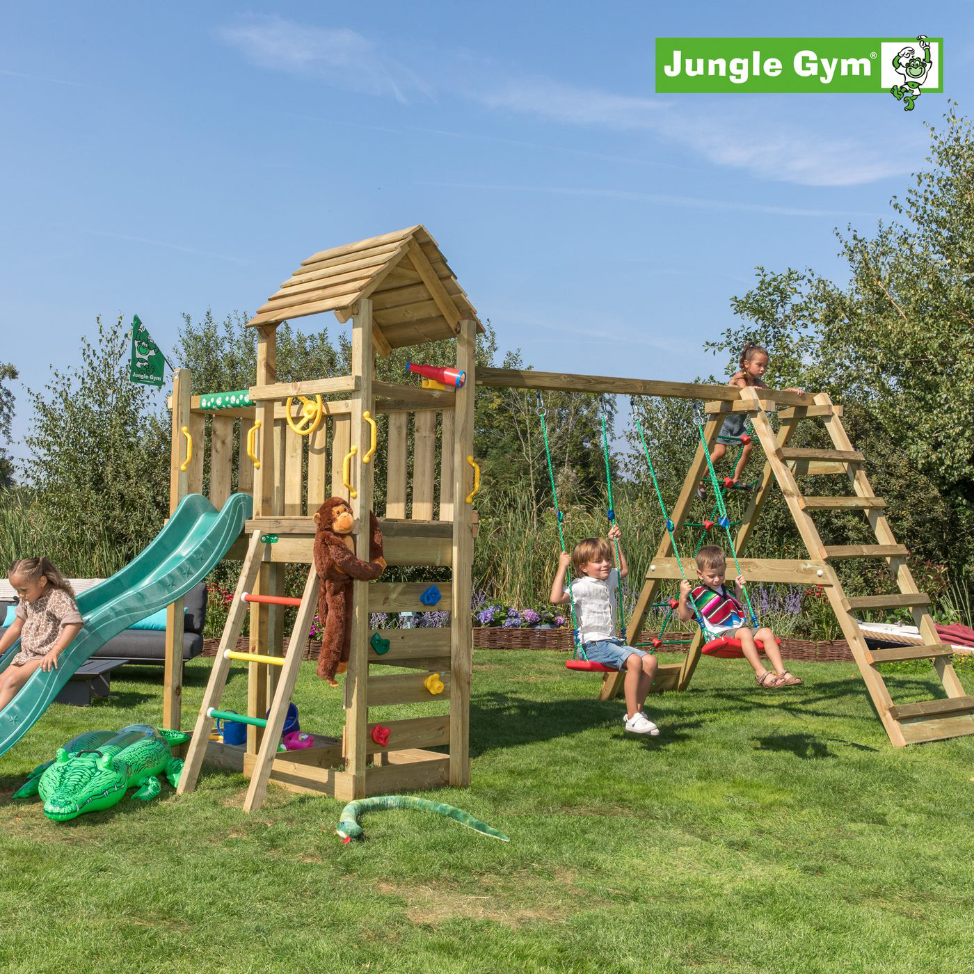 Klätterställning Jungle Gym Safari Med Rutschkana Mörkgrön