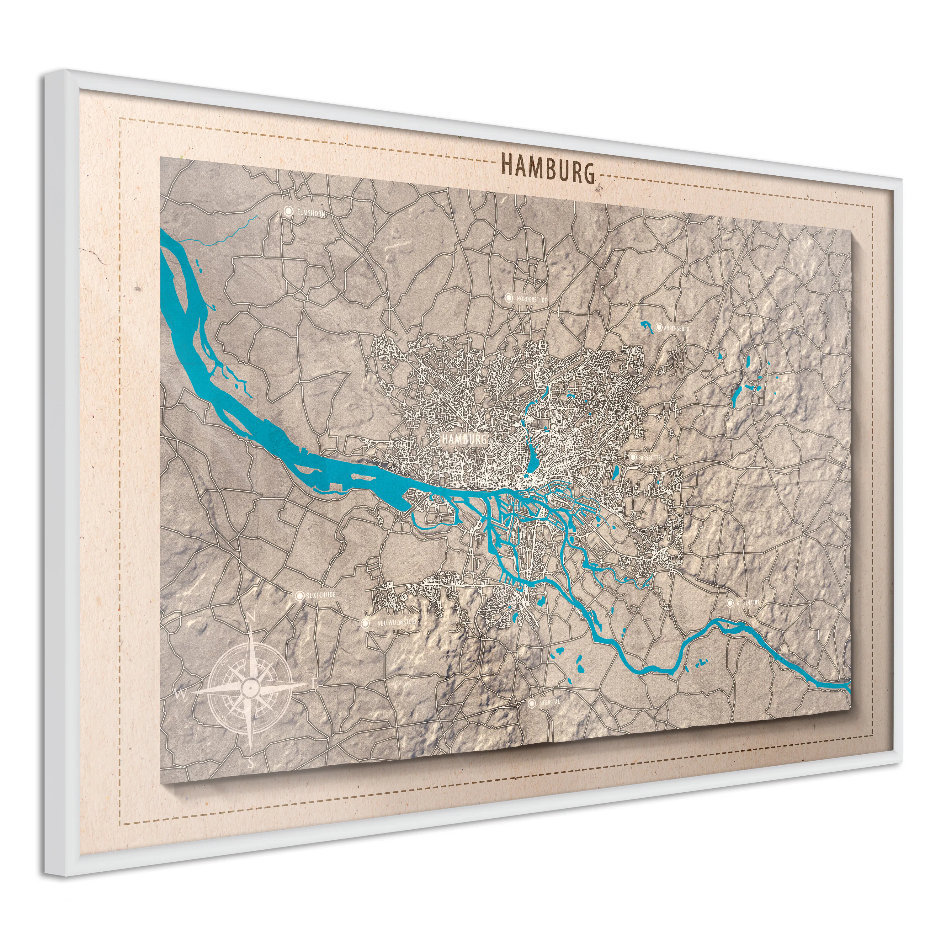Poster Artgeist Affisch Isometric Map Hamburg