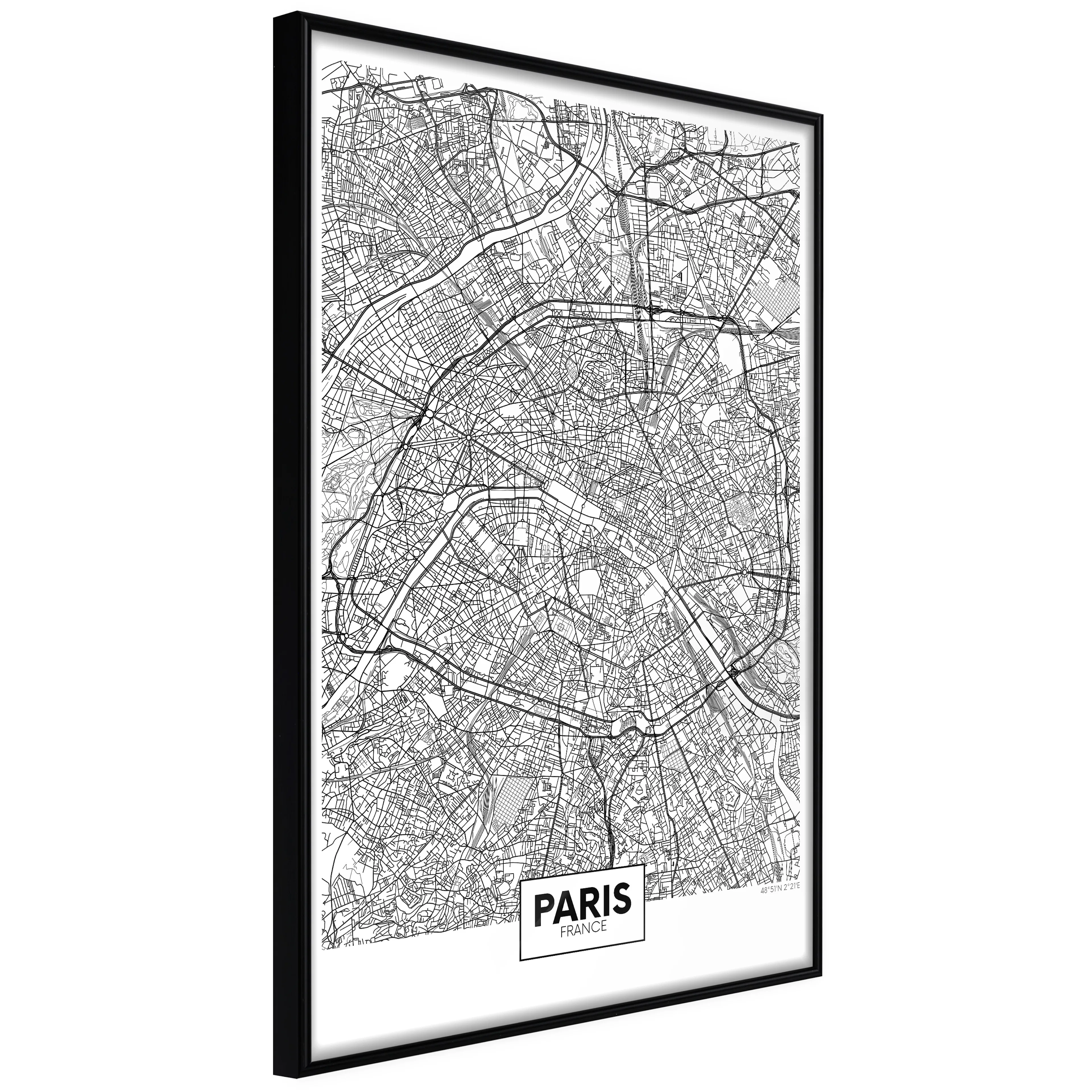 Affisch - Map of Paris [Poster] 40x60 Svart ram, 40x60 cm