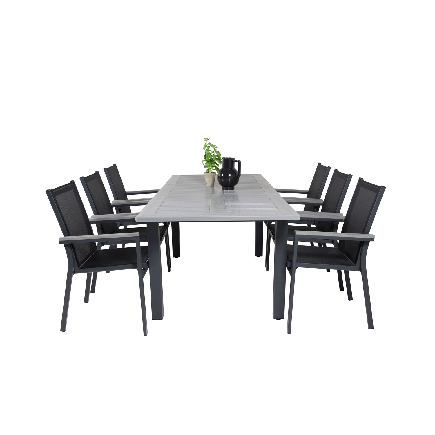 Albany Dining Table 160/240*100 - Svart Alu / Grey Aintwood+ Svart/Grå