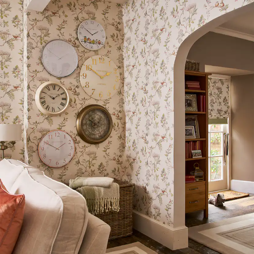 Tapet Laura Ashley Elderwood Naturel EasyUp, Mönstrad Flerfärgad