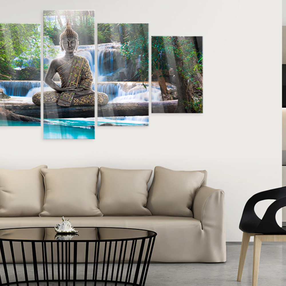 Akrylglastavla Arkiio Buddha and Waterfall