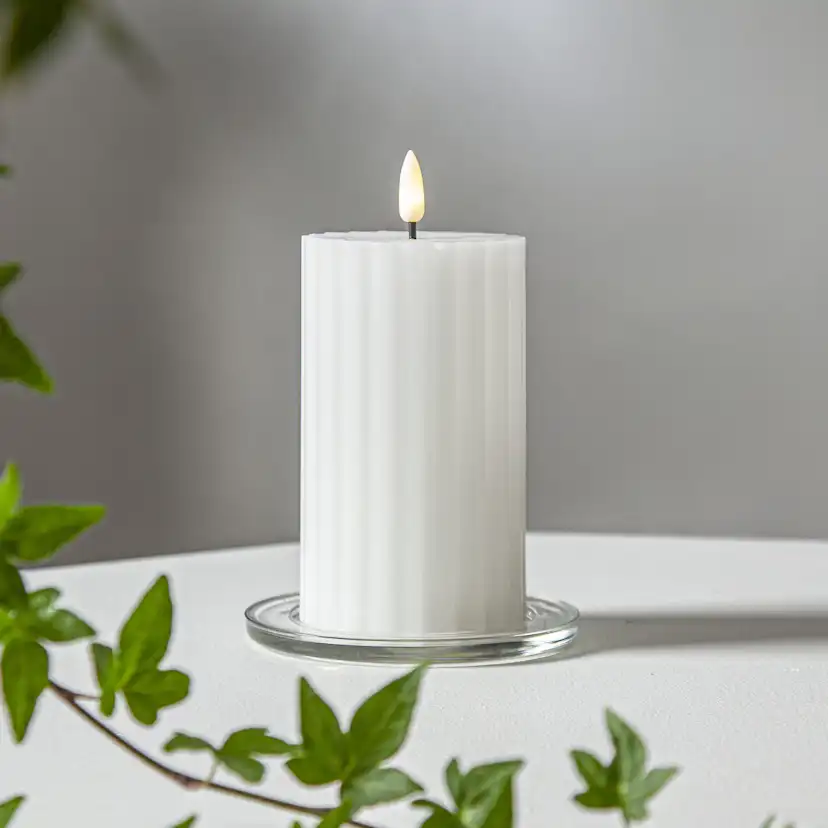 LEDBlockljus Flamme Stripe Vit
