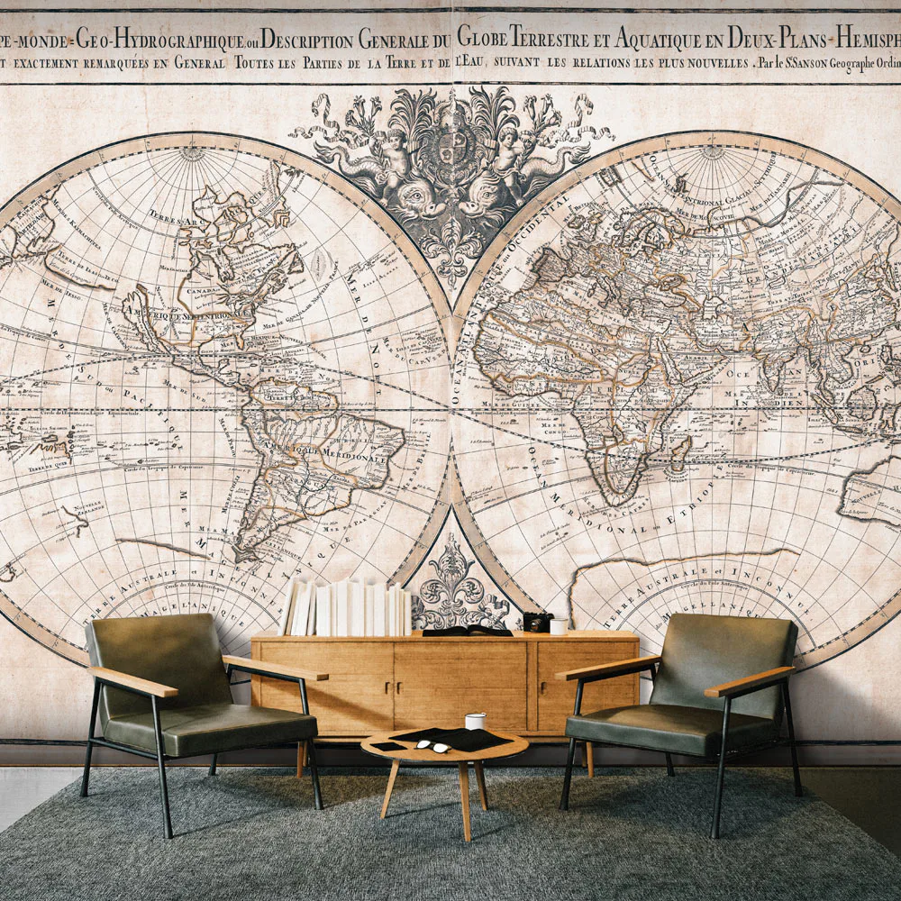 Fototapet Arkiio Mappe Monde Geo Hydrographique
