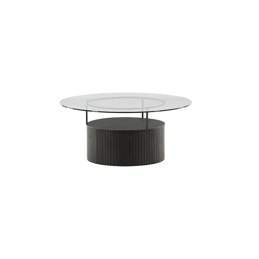 Soffbord Venture Home Bovall Runt Vardagsrumsbord i Svart Ask & Glas