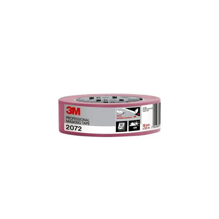 3M™ Proffs masktejp 2072 för extra känsliga ytor, rosa, 36mm 36mm x 50m
