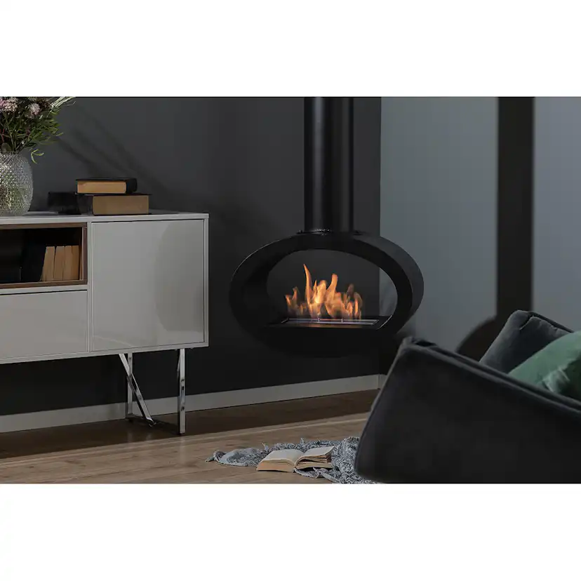 Braskamin Arkiio Mauro Svart Takhängd Etanolkamin i Stål