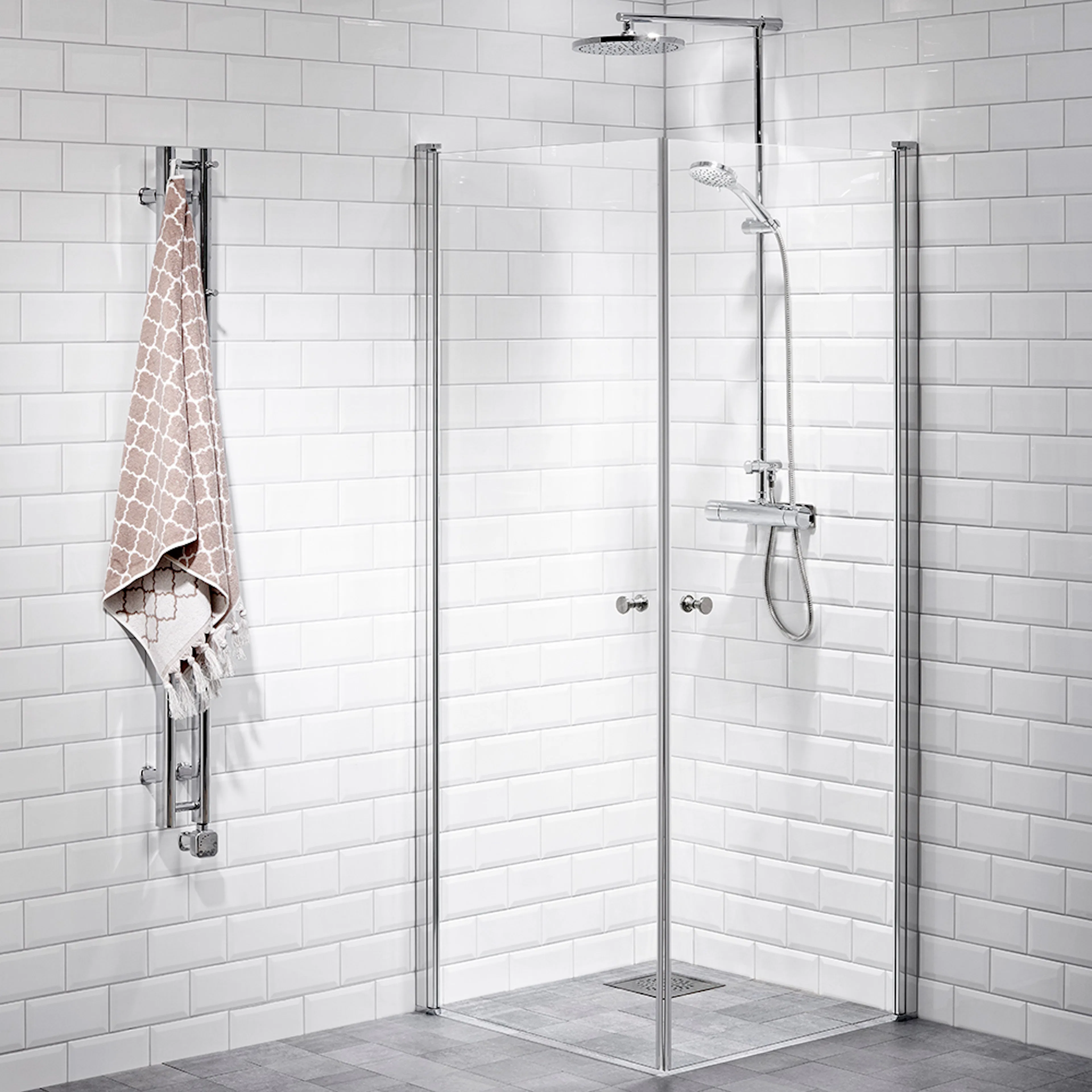 DHÖRN LUSSO1 HT1 RAK 80X90 KL LxB: 800x900 mm, Klarglas, Handtag 1