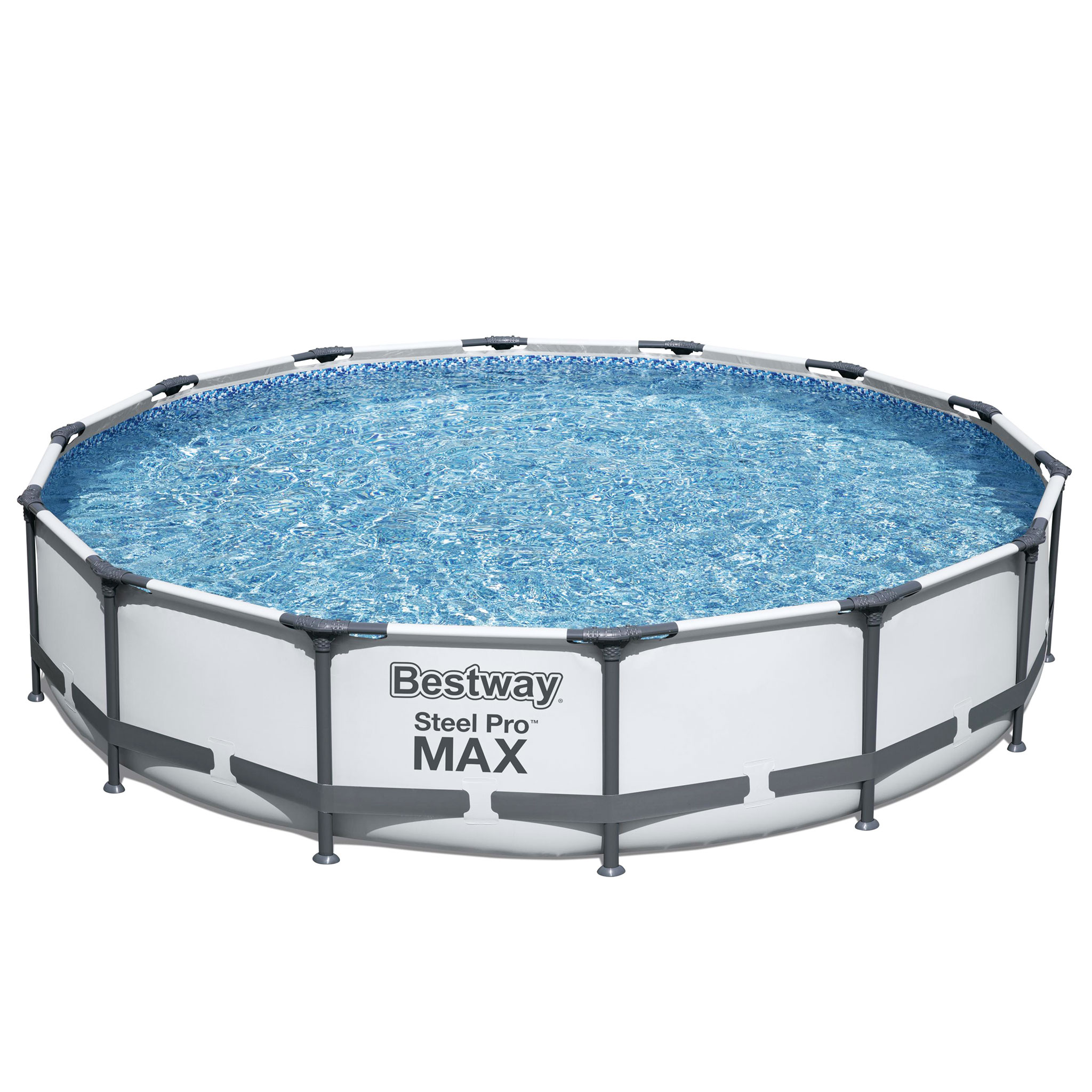 Poolpaket Bestway Steel Pro Max Ø4,3m Stålramspool Ovanmark med Filterpump