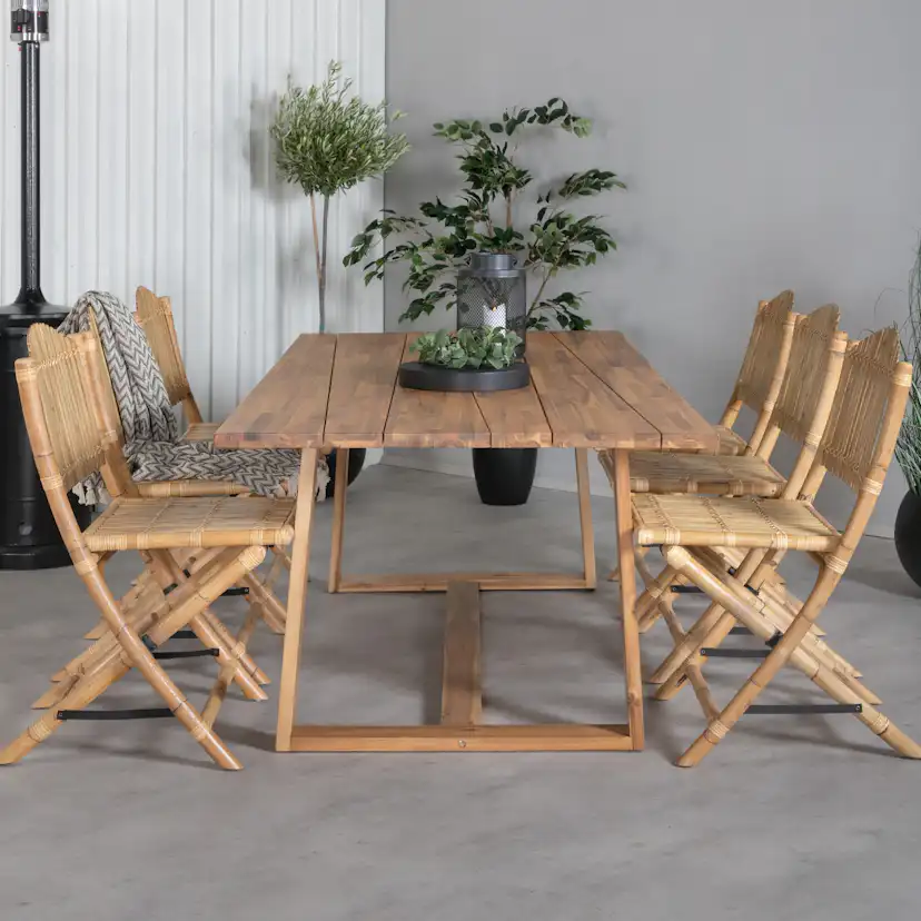Matgrupp Utomhus Venture Home Plarra med 6 Cave Trädgårdsstolar