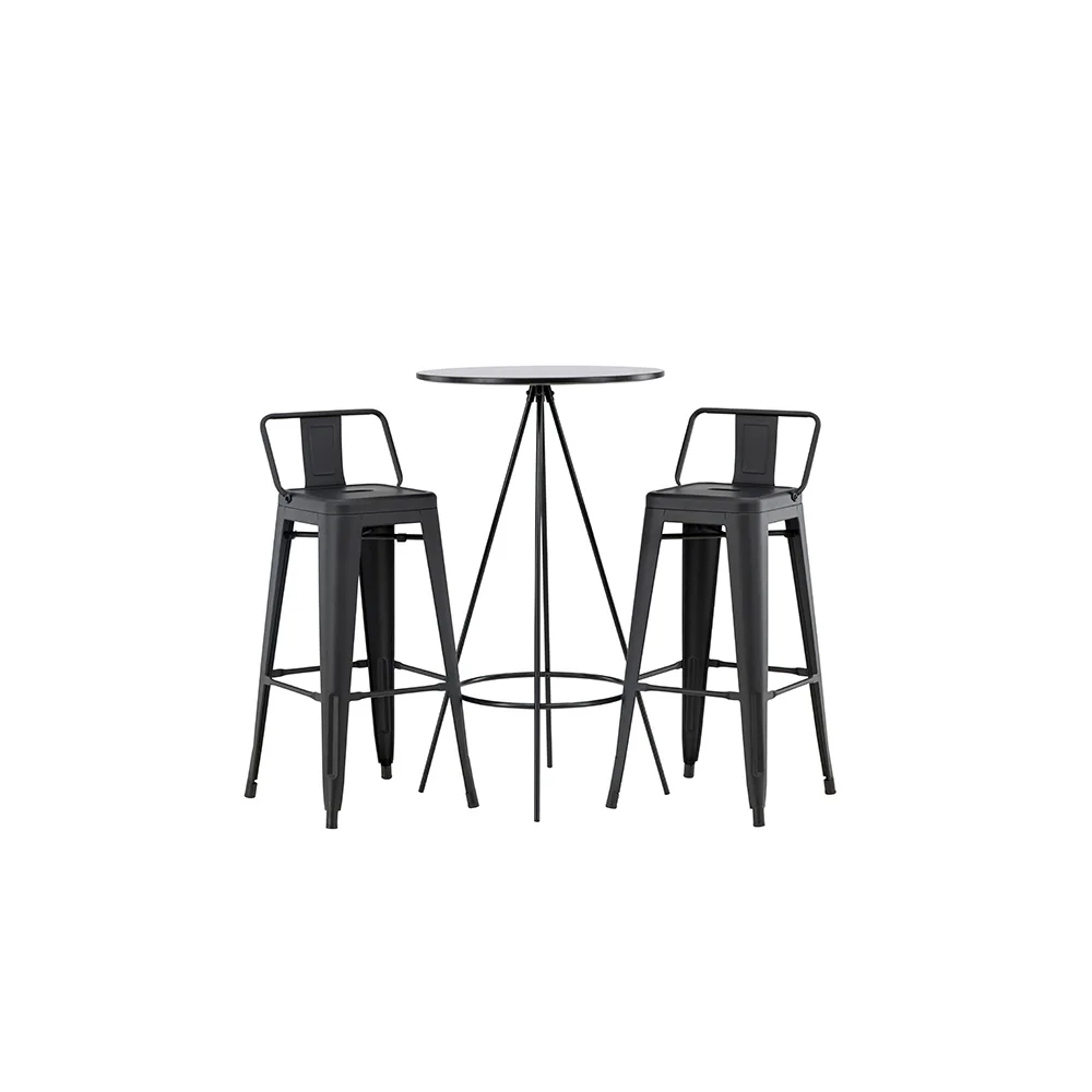 Matgrupp Venture Home Bistro Ø60 cm med 2 st Tempe stolar Svart