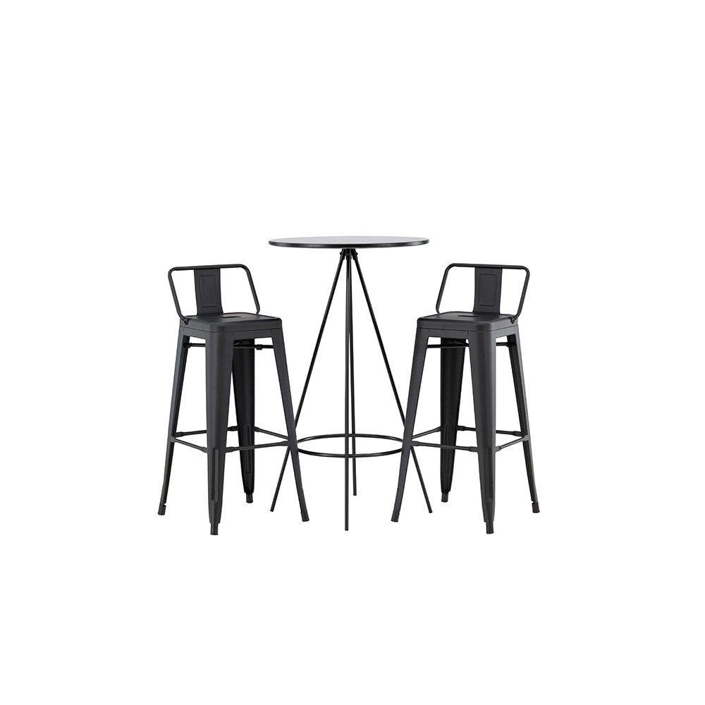Matgrupp Venture Home Bistro Ø60 cm med 2 st Tempe stolar Svart