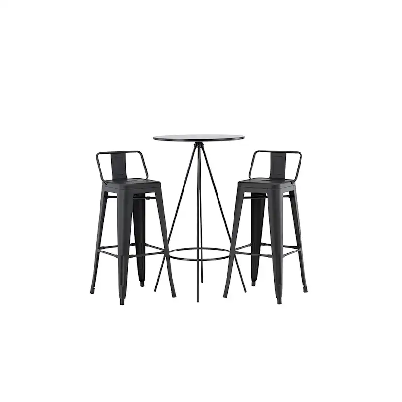 Matgrupp Venture Home Bistro Ø60 cm med 2 st Tempe stolar Svart
