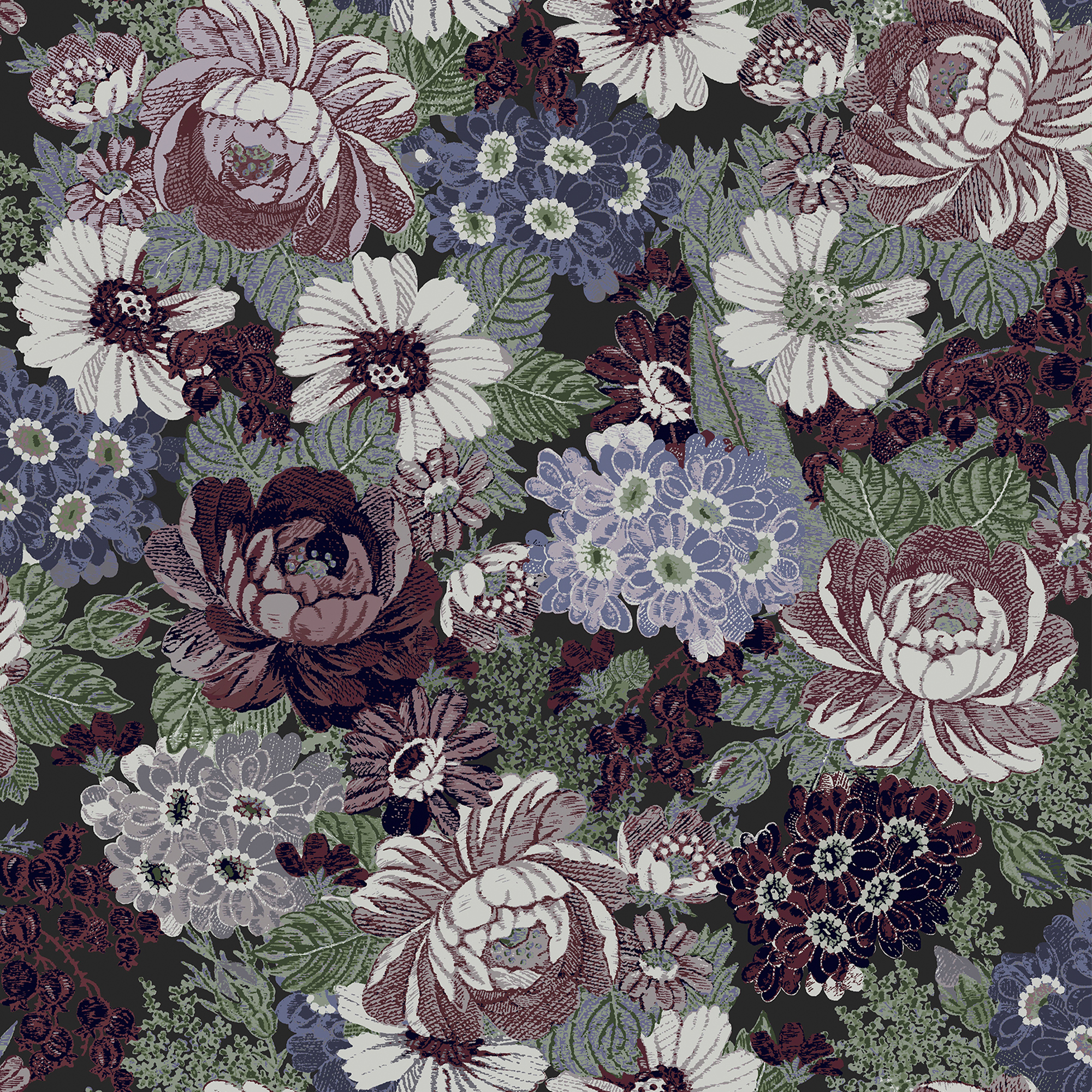 Tapet Laura Ashley Honnington Peonies Blackberry Purple 121088
