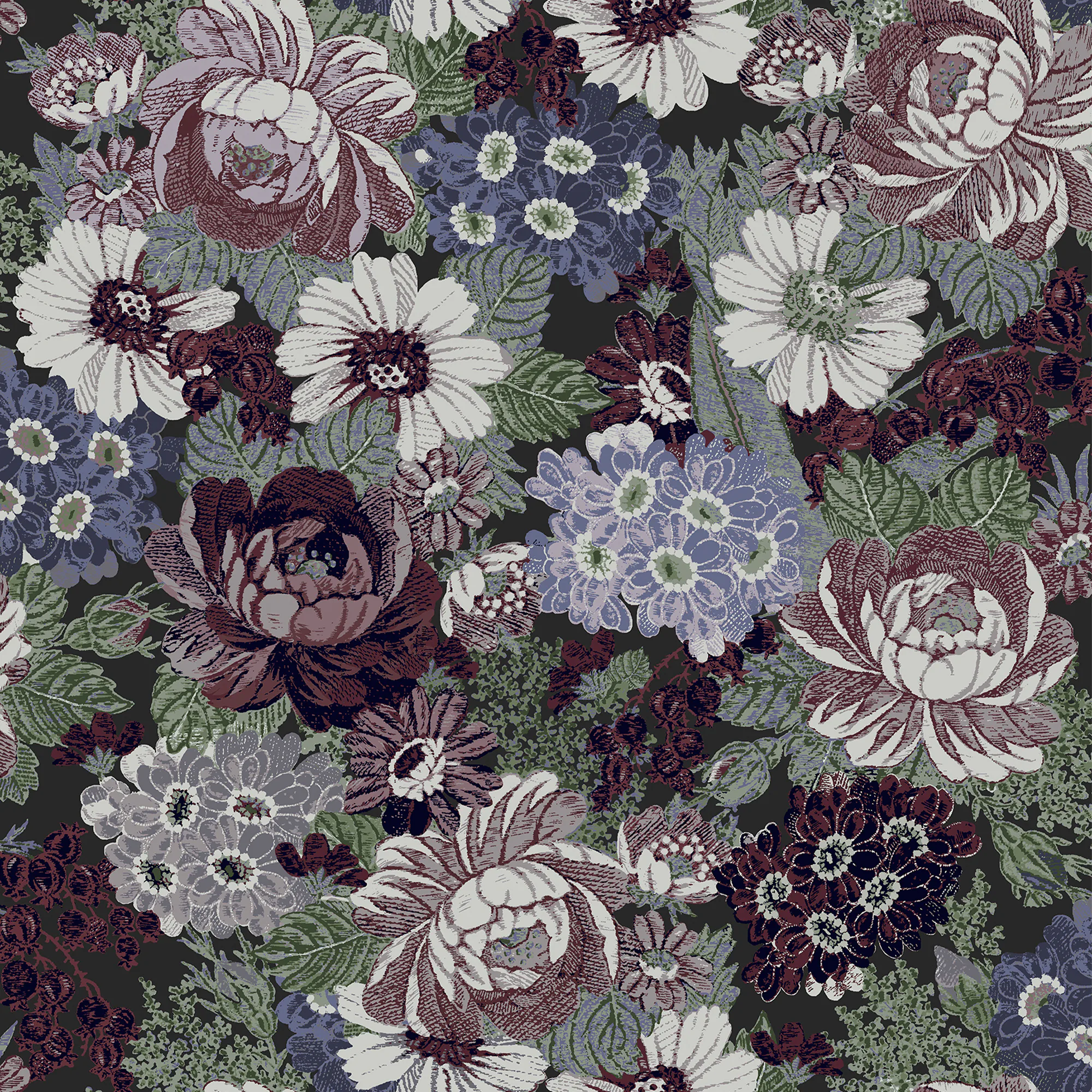 Tapet Laura Ashley Honnington Peonies Blackberry Purple 121088