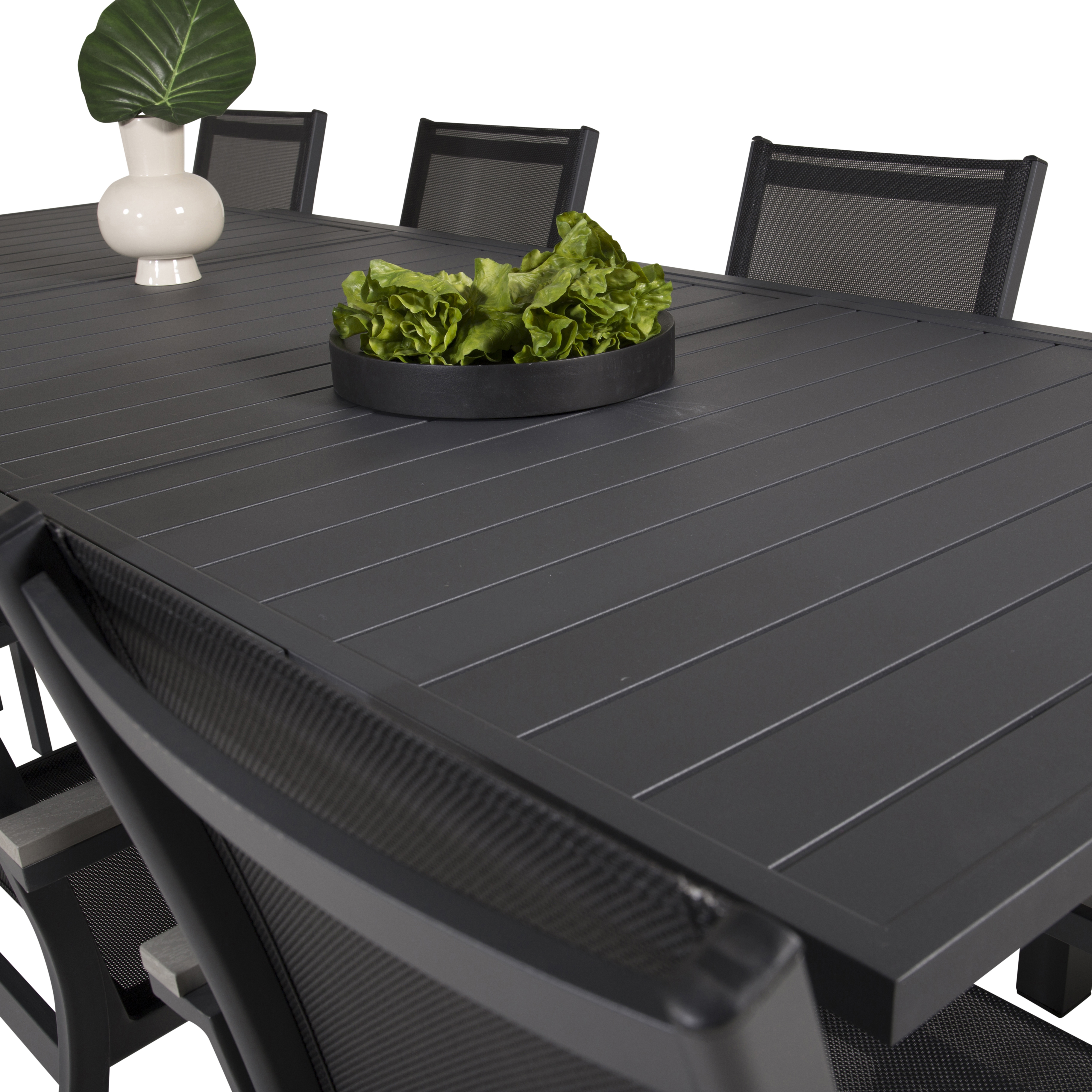 Marbella Bord160/240*100*H75-svart+Parmastolsvart/svart Grå8 Svart/Svart