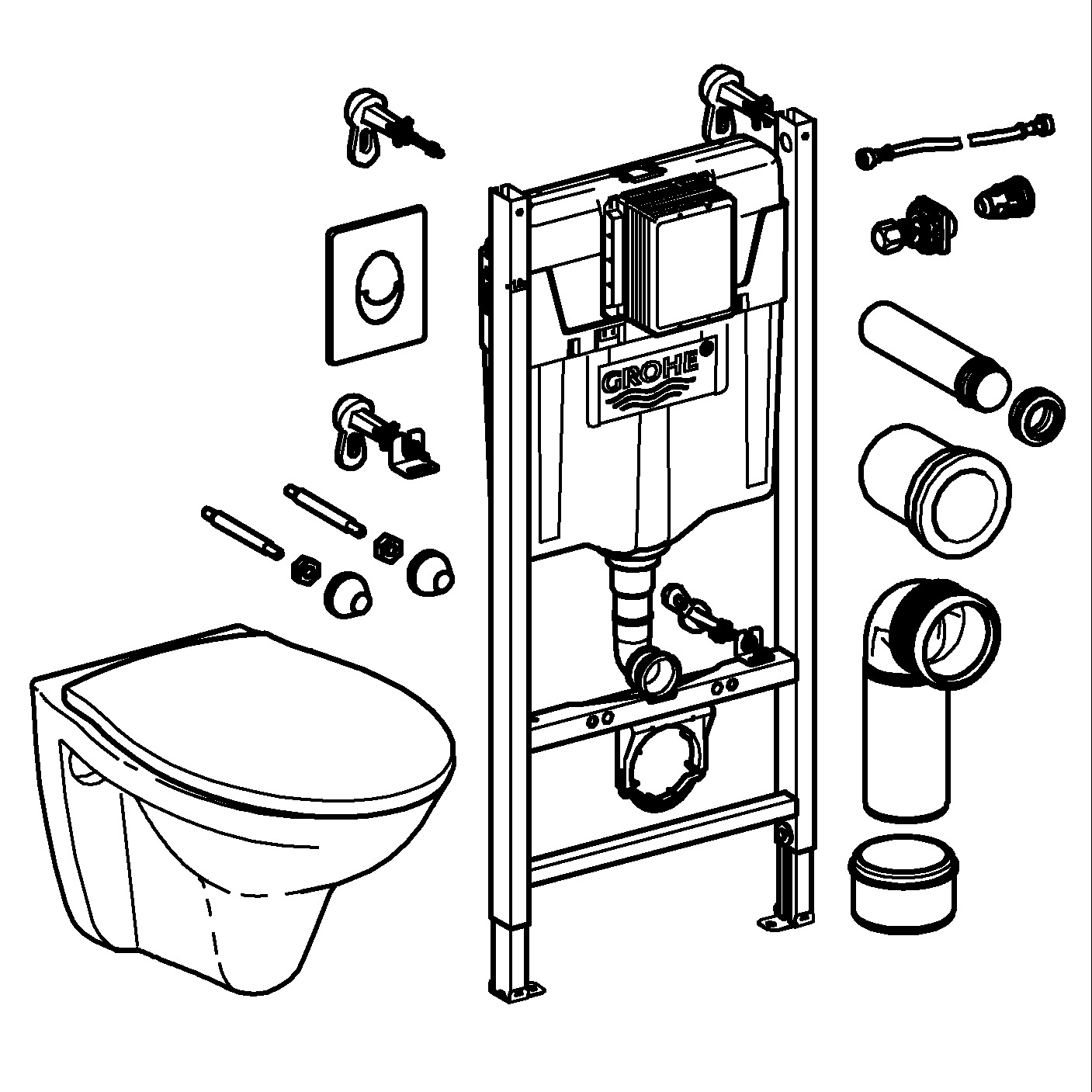 Vägghängd Toalettstol Grohe Solido SL Set 4in1 Komplett
