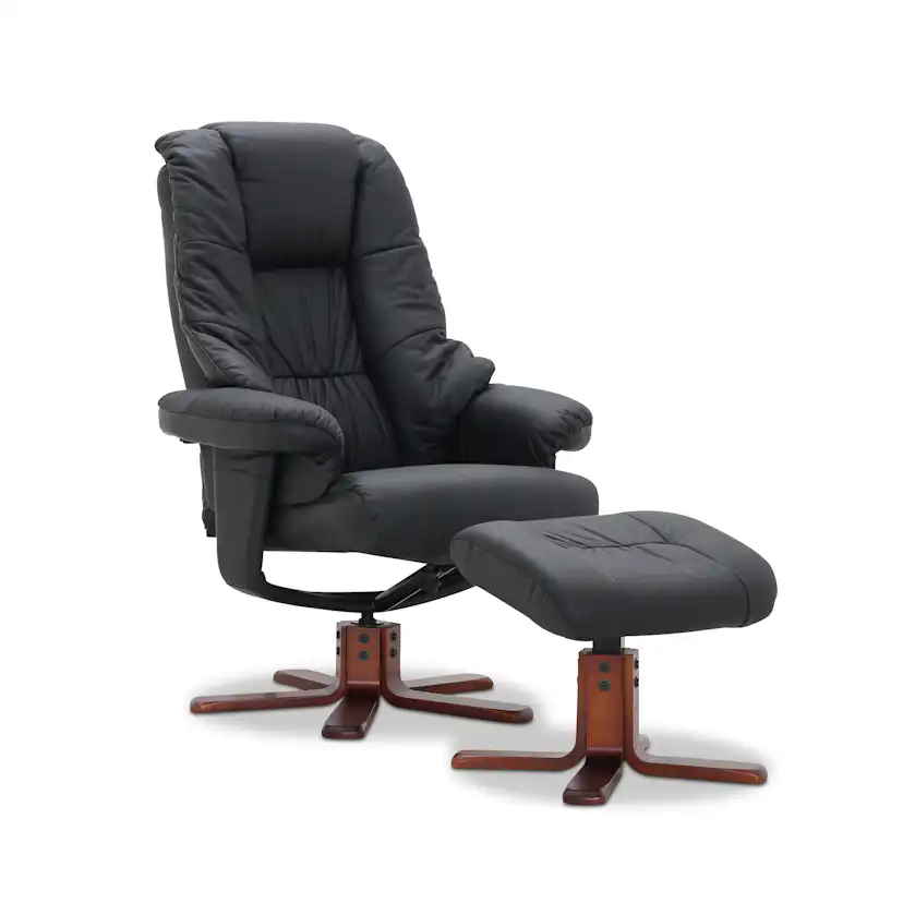 Ställbar Fåtölj Hagagruppen Comfy Läder med Snurrfunktion & Fotpall Svart Konstläder