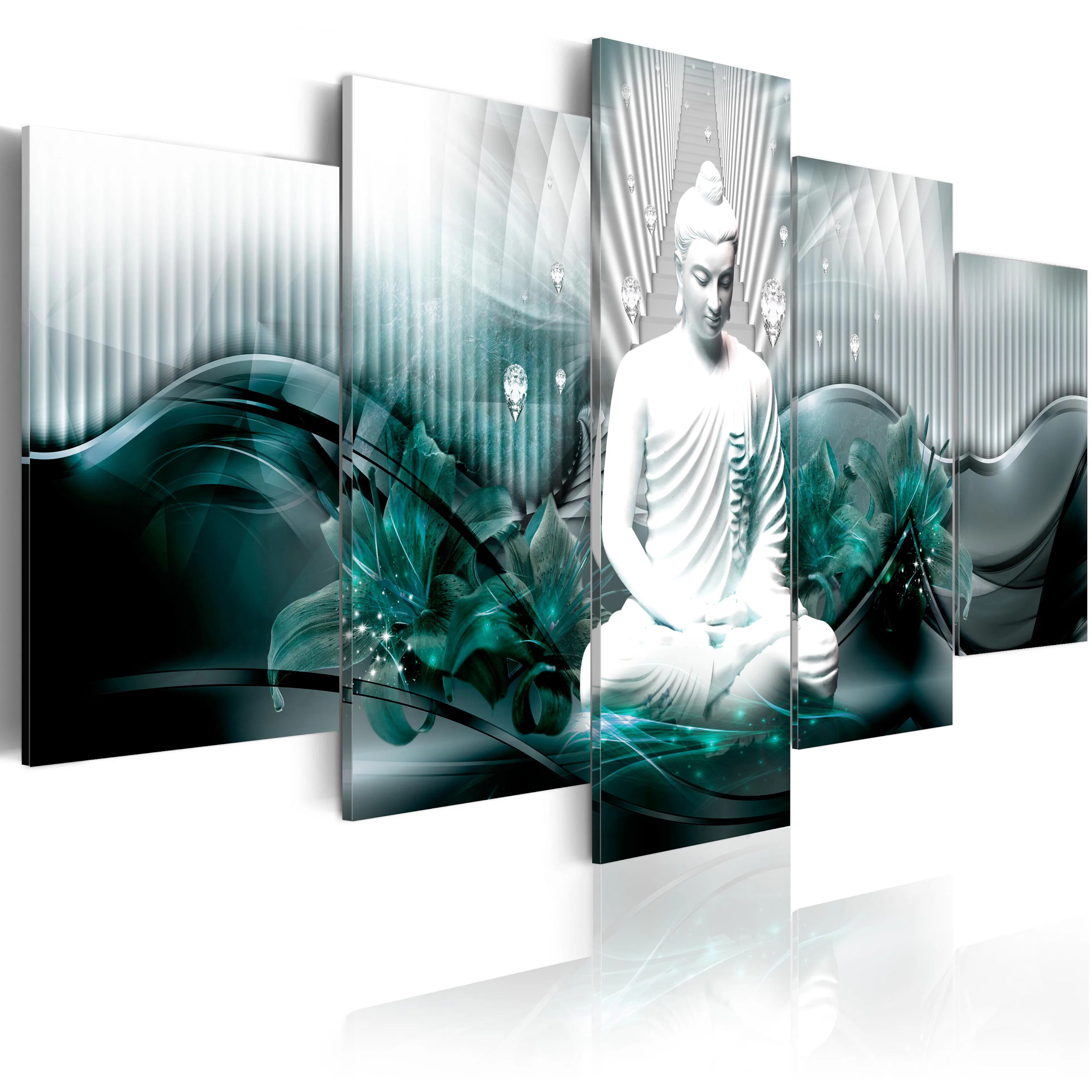 Foto på akryl - Azure Meditation [Glass] 200x100 Mått: 200x100 cm