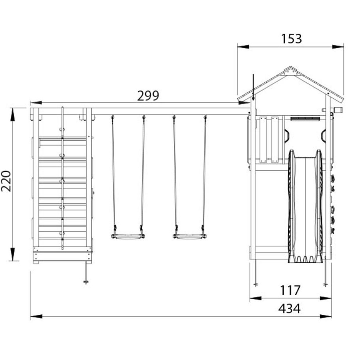 Lektorn Jungle Gym Mansion 2.1 Klättermodul Grön Rutschkana & Sand