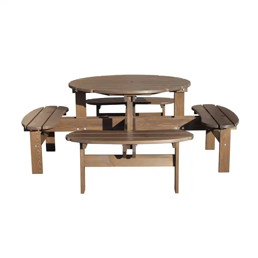 Picknickbord Baltic Garden Rondo Picnic, Robust Bänkbord med 8 Sittplatser