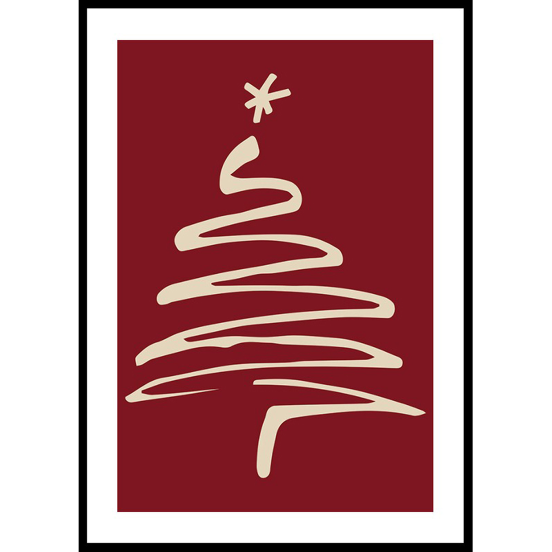 Christmas Tree Line Art R&W 70x100 70x100 cm