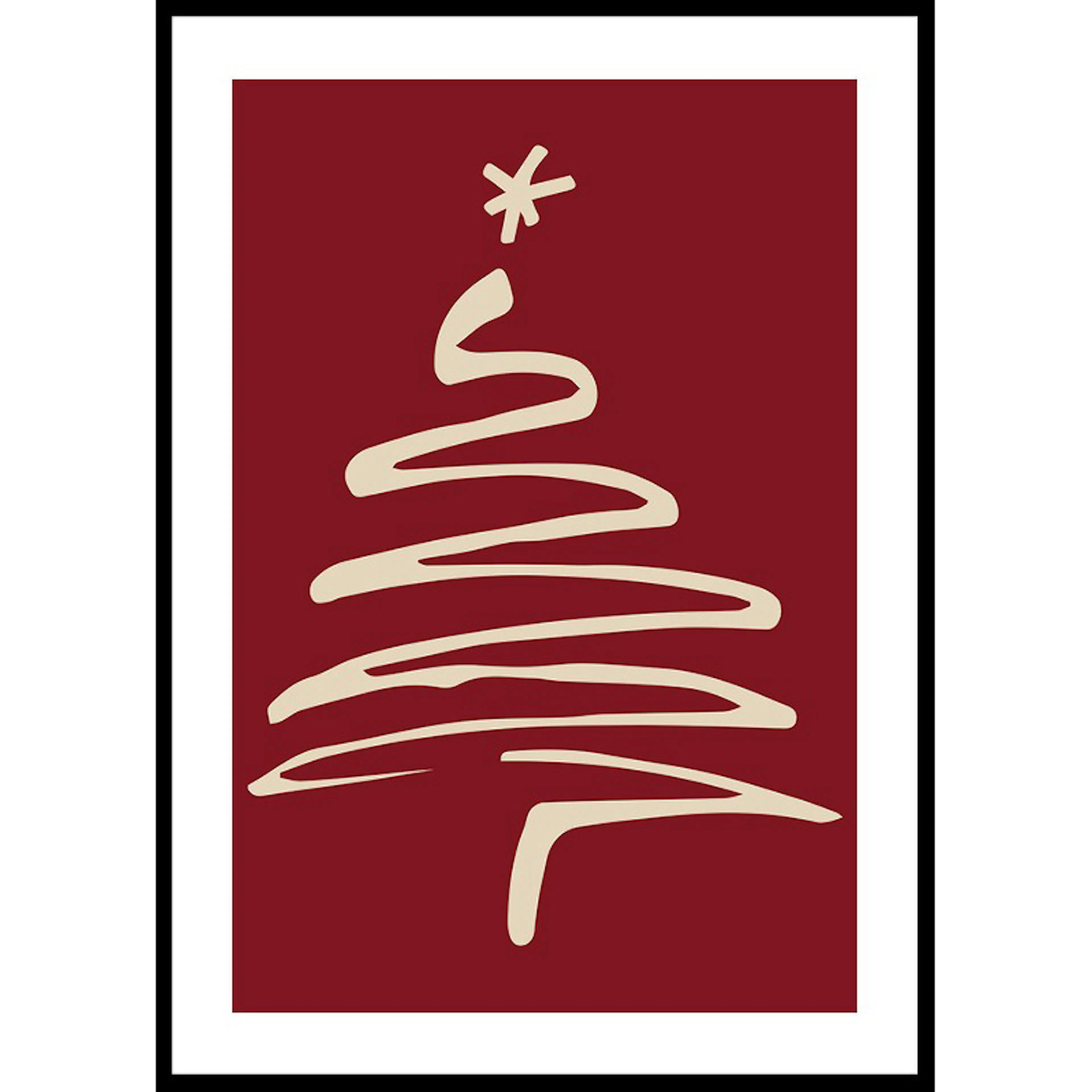 Poster Gallerix Christmas Tree Line Art R&W