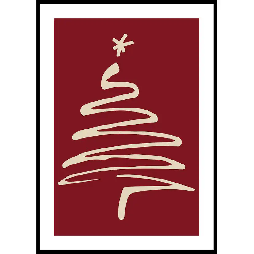 Christmas Tree Line Art R&W 70x100 70x100 cm