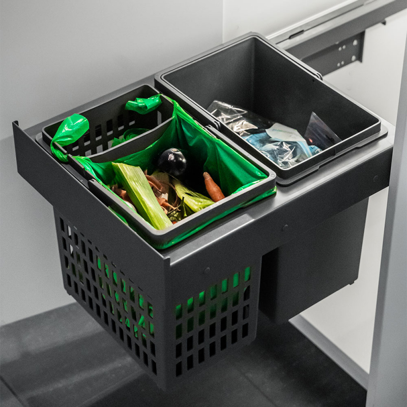 Källsorteringskärhållare Beslag Design Select Side Eco Mörkgrå