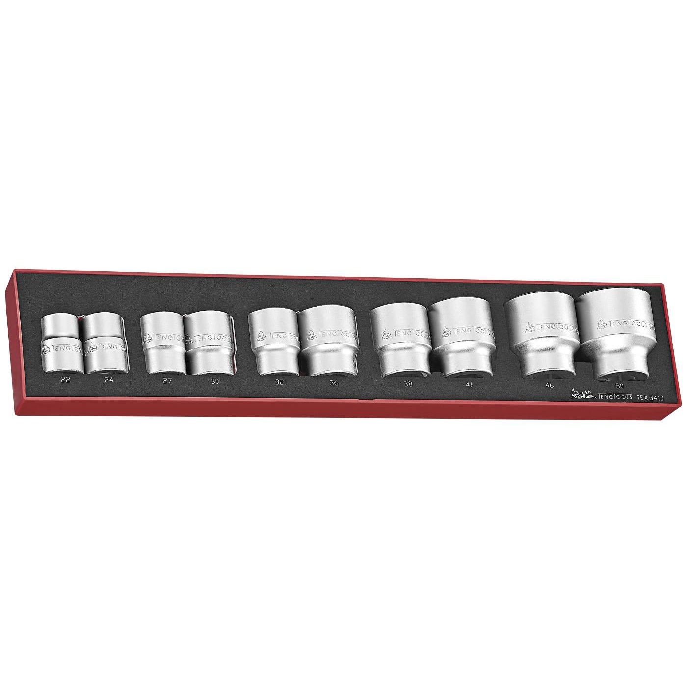Hylssats 10 delars med 3/4 tum fyrkantsfäste Teng Tools TEX3410