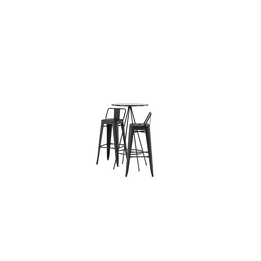 Matgrupp Venture Home Bistro Ø60 cm med 2 st Tempe stolar Svart