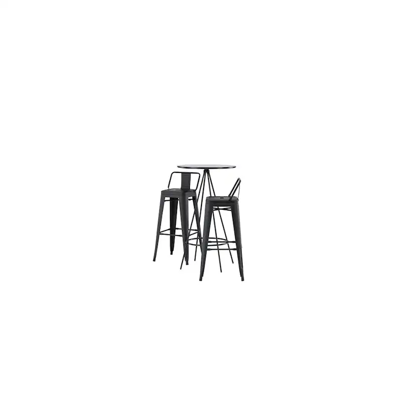 Matgrupp Venture Home Bistro Ø60 cm med 2 st Tempe stolar Svart