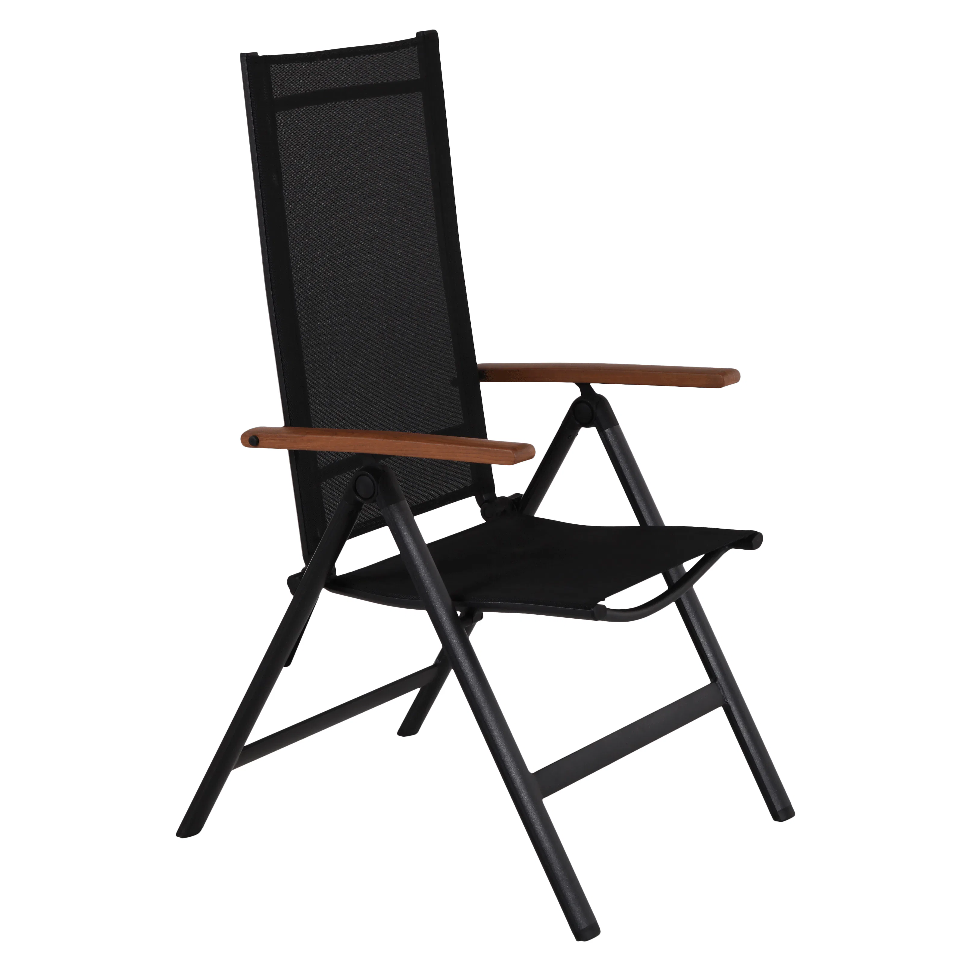 Positionsstol Outfit Svart/Teak Utomhus