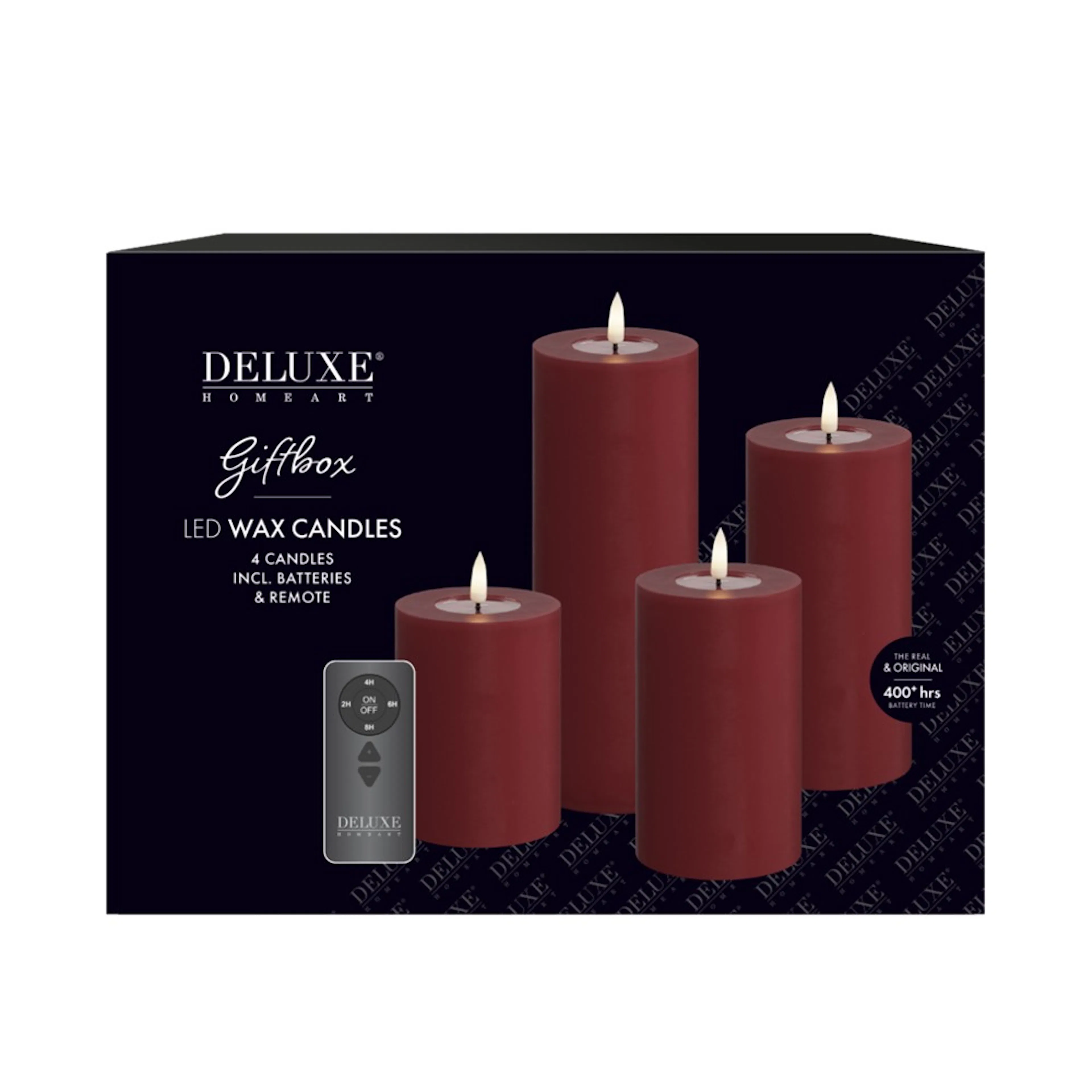 LED-Blockljus DeluxeHomeart 4-pack m. Fjärrkontroll