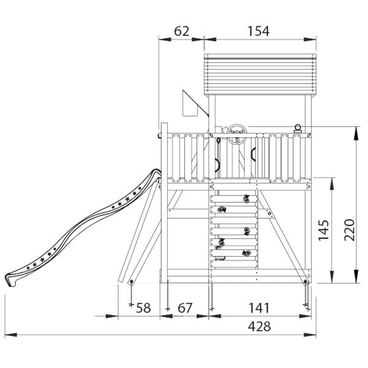 Lektorn Jungle Gym Chalet 2.1 Swing Modul Blå Rutschkana