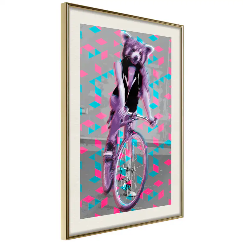 Poster Artgeist Affisch Raccoon On The Bike