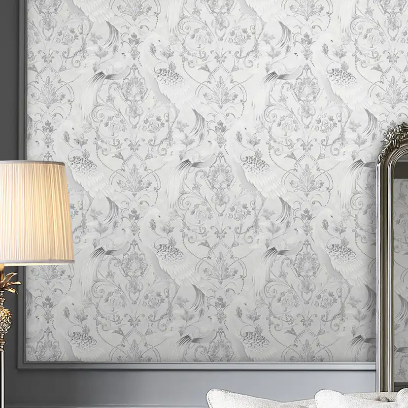 Tapet Laura Ashley Tregaron Silver 119868 EasyUp, Mönstrad Silver